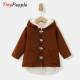 Скандинавское брендовое детское демисезонное шерстяное пальто, длинная толстовка с капюшоном, детская одежда, средней длины