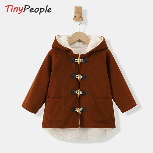 Скандинавское брендовое детское демисезонное шерстяное пальто, длинная толстовка с капюшоном, детская одежда, средней длины