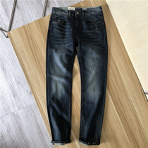 Foreign trade France single overseas 70 euro mens autumn and winter slim stretch washing old Cat must wear white jeans