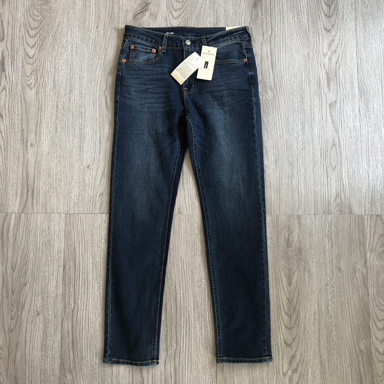 Pull out the cabinet cut label food grade indigo dyed spring and summer men's washed STRETCH SLIM slim jeans trousers
