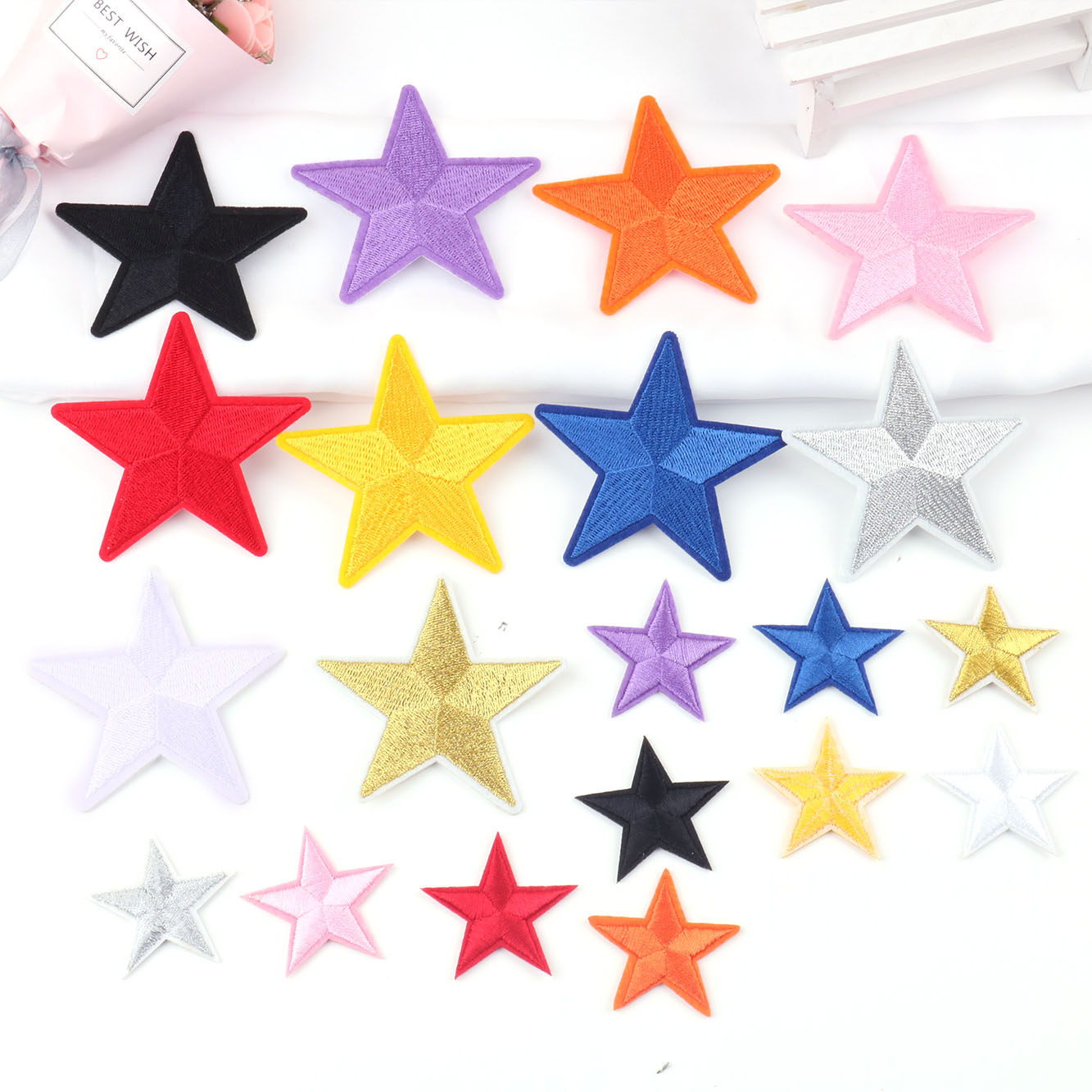Five-pointed star embroidery size cloth stickers badge clothes shoes and hats decoration applique patch cloth stickers clothes stickers