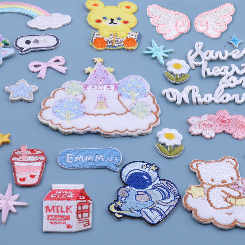 Little red book bear embroidery stickers clothes patches Stickers Dragon Xiang bag Switch shell DIY fashion wild decoration