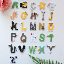Childrens Cartoon Patch Patch Clothes Pants Embroidery DIY Fashion Name Tag 26 Animal English Alphabets