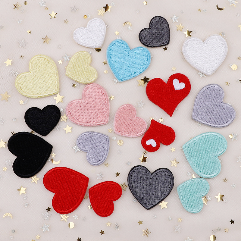 New Self-Adhesive Heart-Shaped Cartoon Fabric Patches for Clothes, Shoes, Embroidery Patches, down Jacket Repair Patches, Decorative Patches