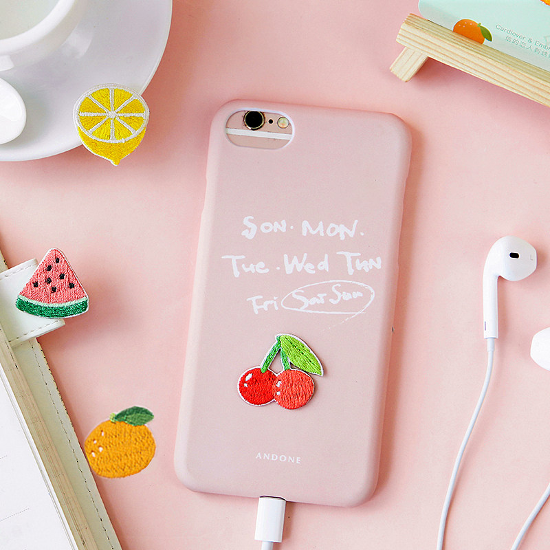 Cherry Orange Fruit Embroidered Cloth Patch Orange Breaking Hole with DIY Decorative sticker Bag LONNGCHAMP Bag Handbill Accessories