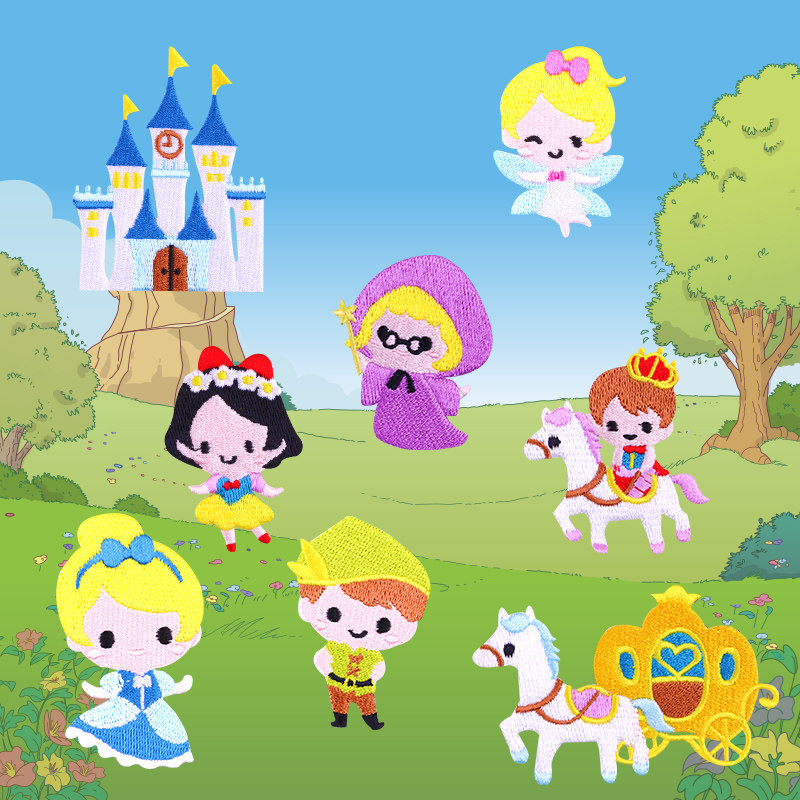 Fairy Tales Princess Prince Prince Series Embroidered Cloth Sweet Donuts Bag Handbills DIY Clothes Adorn the Hole Sticker