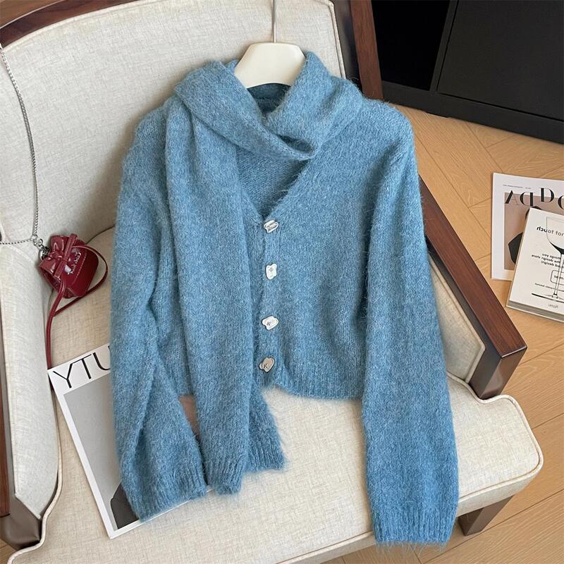 Recommended for Personal Collection~ Lazy Style V-Neck Scarf Sweater Coat for Women, New Winter Model, Sweet and Versatile, Warm Two-Piece Set Recommended for Personal Collection~ Lazy Style V-Neck Scarf Sweater Coat for Women, New Winter Model, Sweet and Versatile, Warm Two-Piece Set