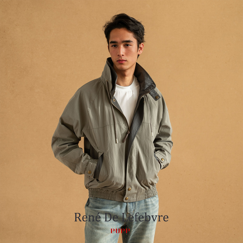 Pupp Spring and Autumn American Retro Double Collar Short Men's Training Jacket Outerwear Faux Two-Piece Vintage Style