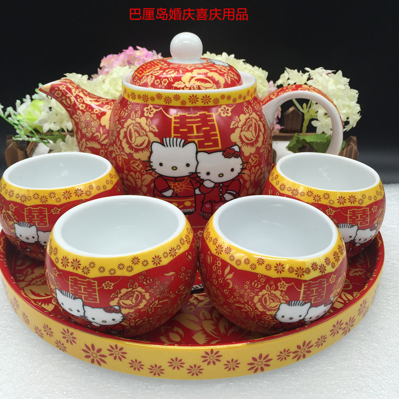 Bali Wedding Celebration Wedding Toast to Tea Wedding Cartoon Tea Set Bowls Full of Guangli Source Out of Ceramics Traditional Tea Set