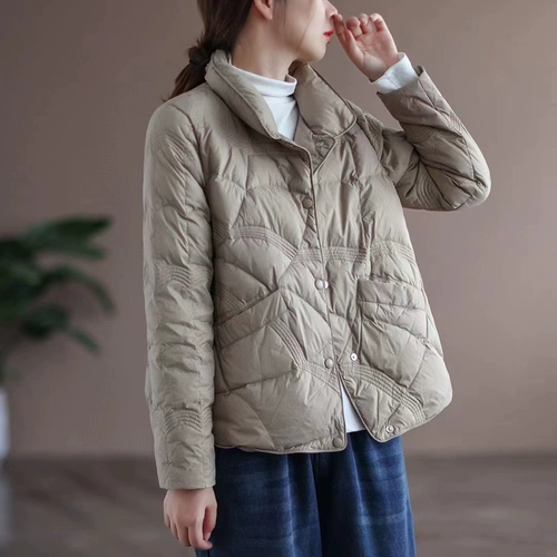 Зимний короткий легкий и тонкий пуховик, удерживающий тепло бархатный вкладыш, куртка, облегающий крой, по фигуре, утиный пух