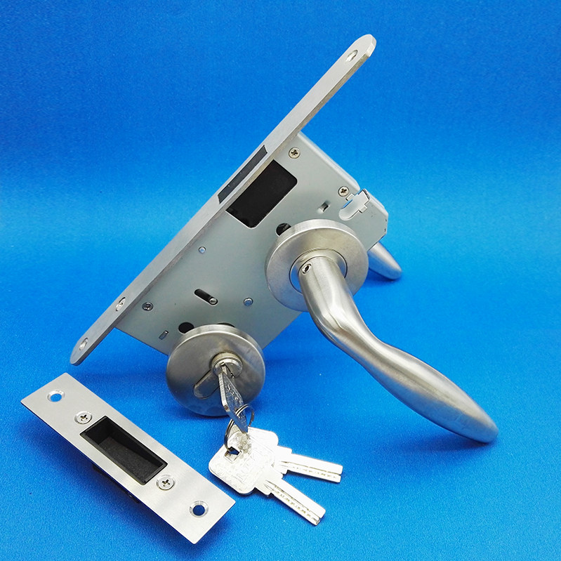 304 Stainless Steel Magnetic Attraction Silent Door Lock Flat Open Coarse Hinges Wood Door Lock Key Universal Door Handle Home Lock