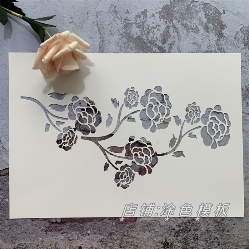 Floral Border Series Rose Vine Aesthetic Style Hollow-Out Painting Board Stencil DIY Template Hand-Painted Wall Art Spray Paint Masking Floral Border Series Rose Vine Aesthetic Style Hollow-Out Painting Board Stencil DIY Template Hand-Painted Wall Art Spray Paint Masking