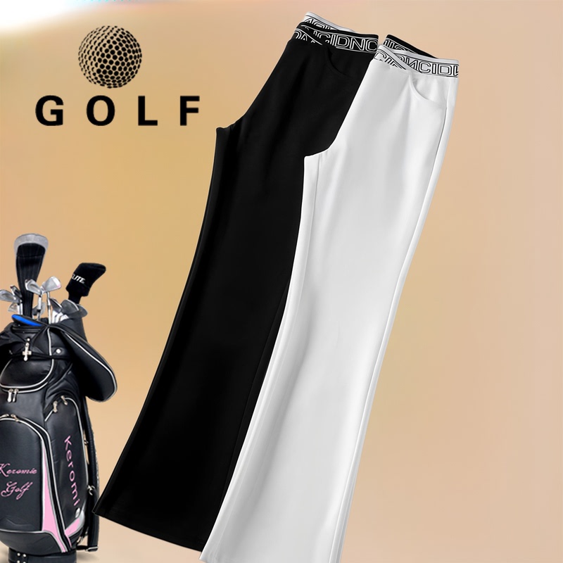 Women's Golf Pants for Spring and Autumn, High-Waisted, Slim-Fitting, Flared Pants, Golf Ladies' White Sports Elastic Quick-Drying Pants