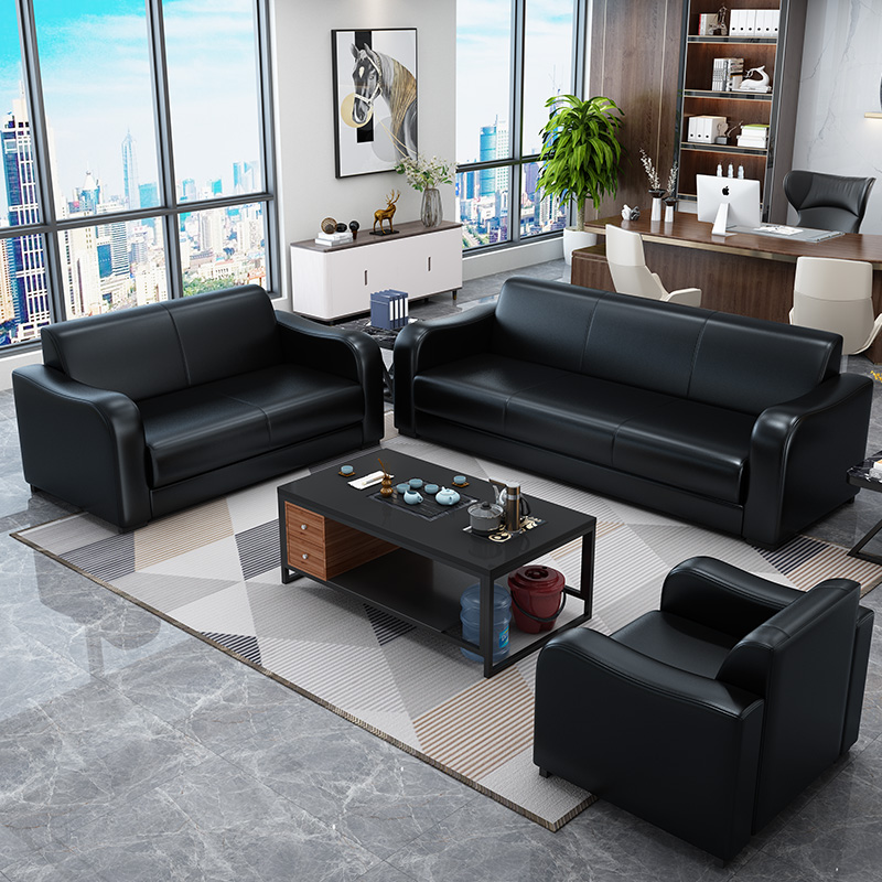 Office sofa business meeting simple reception room modern trio coffee table combination set office trio