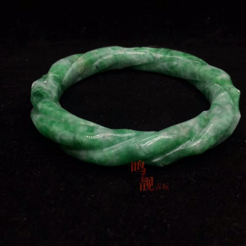 Old Stock Natural Myanmar Emerald Jade Jute Flower Bracelet Jewellery Dried Lung during the Qianlong Period of green Cute jade Bauer Pulp Complete Bracelet