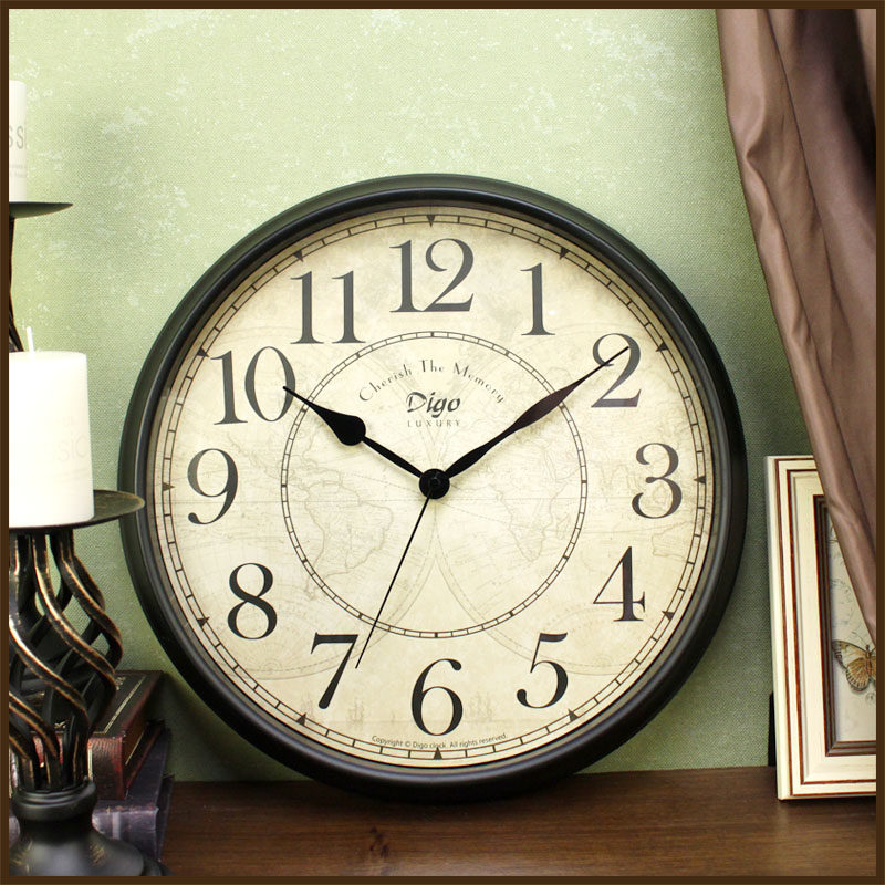 American wall clock Living room household watch Wall clock Personality creative retro quartz clock Bedroom silent art clock
