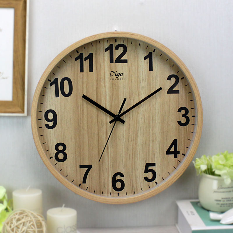 Wall-mounted Wall Clock Living Room Modern Brief Hang Clock Creative Personality Watch Home Quartz Clock Atmospheric Wooden Wall Clock