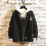 Джинсовая трендовая осенняя куртка, в корейском стиле, оверсайз