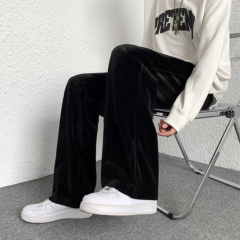 Cold wind men's high-end sense fried street trousers men's oversize corduroy pants high street ins tide mopping pants
