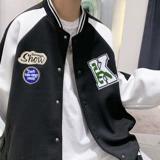 Бейсбольная форма, куртка, парная одежда для влюбленных, французский стиль, с вышивкой, оверсайз