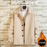 Мужское короткое осеннее шерстяное пальто, куртка, увеличенная толщина, оверсайз