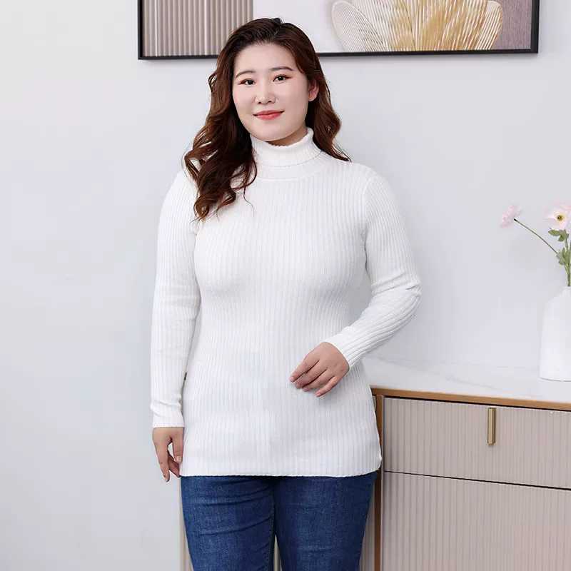 Demi-season knitted sweater, size, high collar