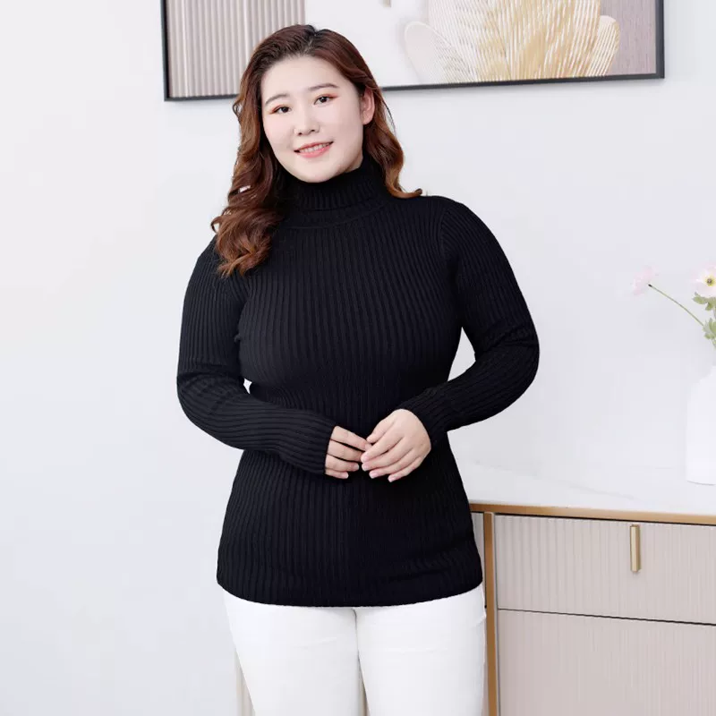 Demi-season knitted sweater, size, high collar