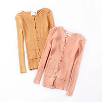 [T12.31] J 8 mùa thu cardigan lỏng in lưới áo len đỏ hàng đầu áo len nữ hàng hiệu