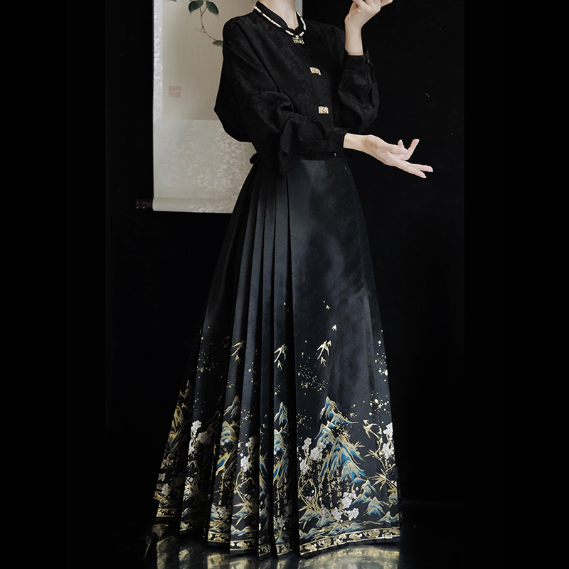 Zuiyuduo Original Thousand Miles of Mountains and Rivers Heavy Craft Ming-Style Imitation Floral Horse Face Skirt Daily Set Hanfu for Women Spring/Summer Edition