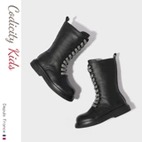 Martens, высокие сапоги, демисезонные ботинки, зимний черный наряд маленькой принцессы, из натуральной кожи, 2020