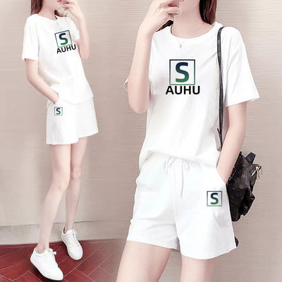 纯棉运动套装女夏季2021新款短袖短裤宽松时尚大码休闲服两件套潮