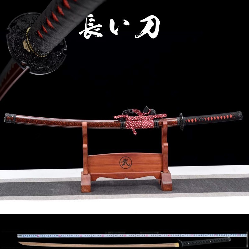 Longquan city one-piece sword Japanese oriental samurai blade too sword wood sheath Iai practice long sword drawing technique without edge