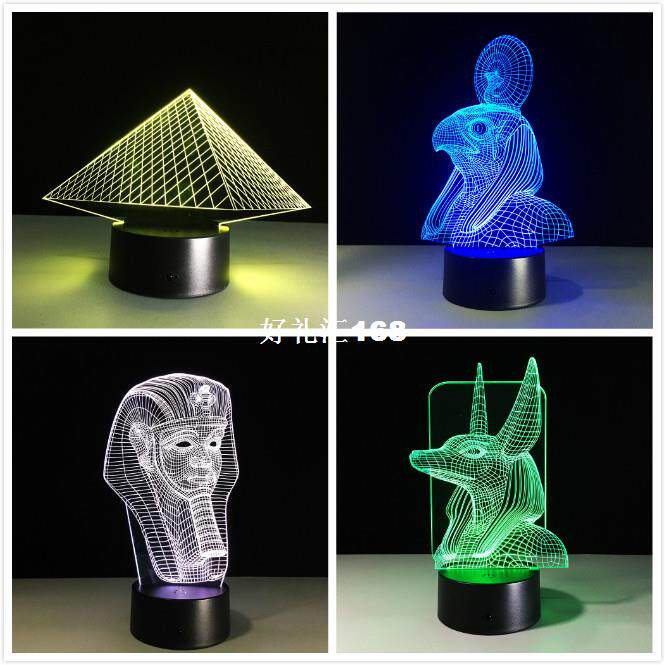 Egypt anubis 3D Lamp LED nightlight Illusion Color changed -