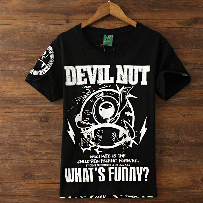 Hong Kong Trendy Brand Summer Devil Fruit Eyeball Print Short-Sleeve T-Shirt Unisex Half-Sleeve T-Shirt Couple Style Half-Sleeve