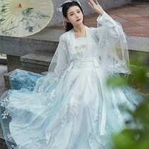 Hanfu woman (Qi Du) Chinese style summer waist-length skirt 6 meters large swing fairy cabbage set super fairy ancient costume
