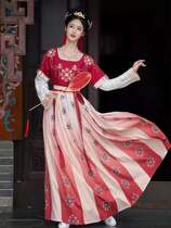 Student affordable hanwu (cross-country) womens tan collar half-armed waist three-piece set antique clothes fairy air drifting autumn Chinese style