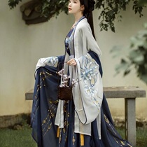 Hanwu womens antique (cross-country) summer Chinese style pair of folded waist skirt large sleeve shirt improved full set 2021 new
