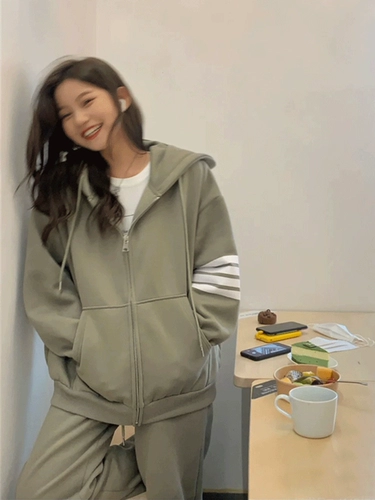 Спортивный костюм для школьников, модная толстовка с капюшоном, комплект, популярно в интернете, в корейском стиле