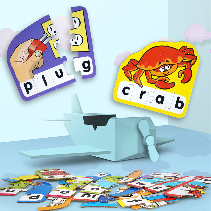 English Cardboard Puzzle English Alphabet Early Education Learning Word Cards Children's Cognitive Puzzle Board Educational Matching
