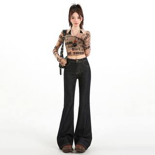 American Retro Flared Jeans for Women 2026 New Style Bootcut Pants for Petite Figures High-Waisted Slim Fit Flared Pants