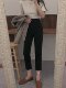 Black straight-leg jeans for women 2026 new high-waist slim eight-nine-point cigarette pants for small people