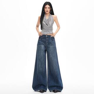 2026 New American-Style Flared Pants Retro High-Waisted Bell-Bottom Jeans for Women, Loose Fit, Slimming, Drapey Wide-Leg Pants
