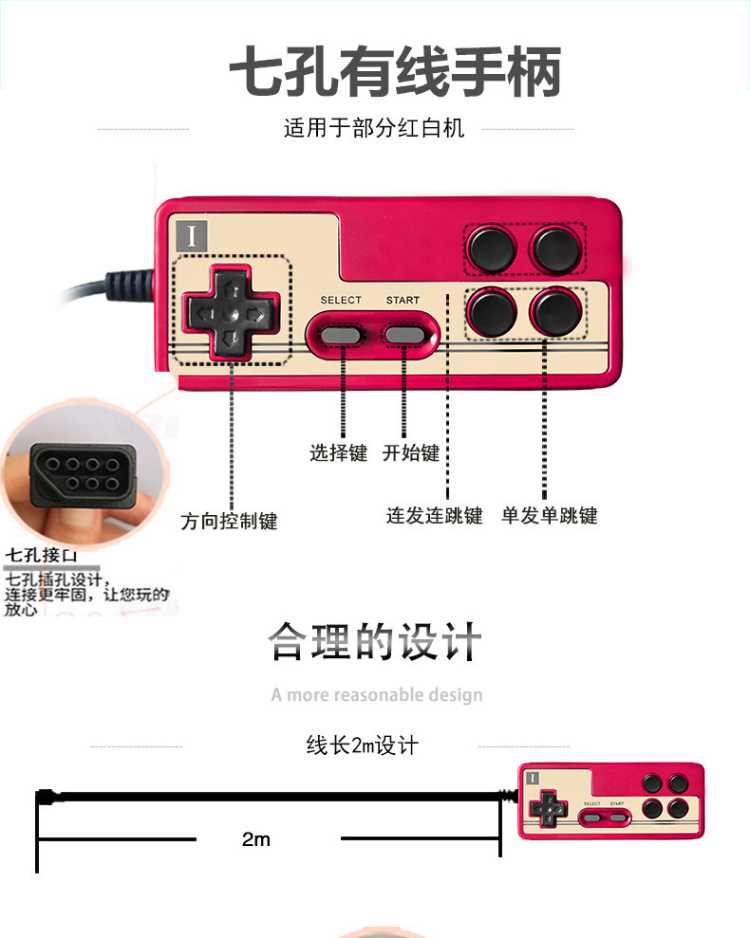 NES trò chơi video bắt nạt D99 D31 D30 xử lý một chiều dài dòng tùng 1,5m - Người điều khiển trò chơi tay cầm ipega