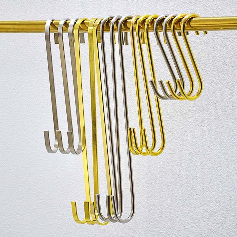 Titanium gold s hook clothing store hanging board s-type hook wall single hanging clothes hook round flat multi-functional s hook