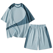 Mens casual sportswear summer loose short-sleeved T-shirt shorts paired with two-piece youth summer suit