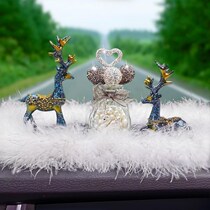 One Road Safe Couple Deer Car Swing Accessories Individuality Decorative Creative On-board Perfume Smoked Car Inlaid Diamond Ornament Swing