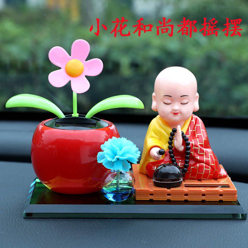 Solar ecstasy small monk Car Pendulum in the car Decorative Items Car Perfume Swing Buddha Sunflower Pendulum