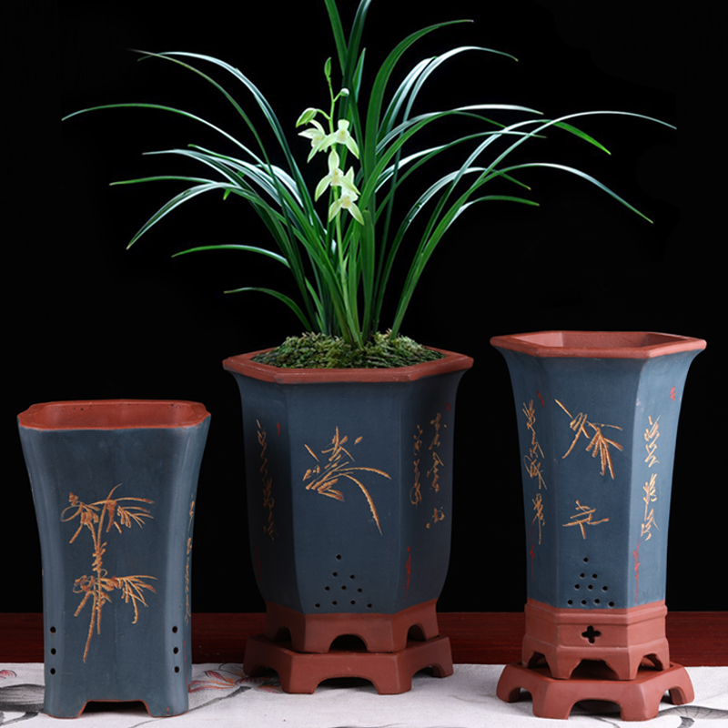 Special flower pot special flower pot special flower pot special flower pot for the Purple Sand Lan Flower Pot currant Flower Bonsai Ceramic Potted Room