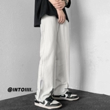 Летние дизайнерские черные джинсы с молнией, ретро повседневные брюки, в американском стиле, тренд сезона, свободный прямой крой