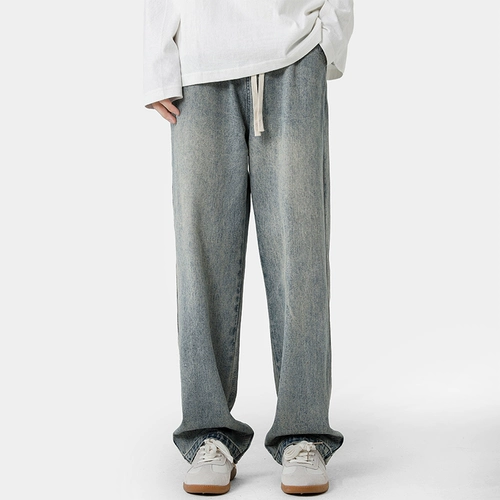 Ретро осенние джинсы, штаны, повседневные брюки, в американском стиле, свободный прямой крой, оверсайз